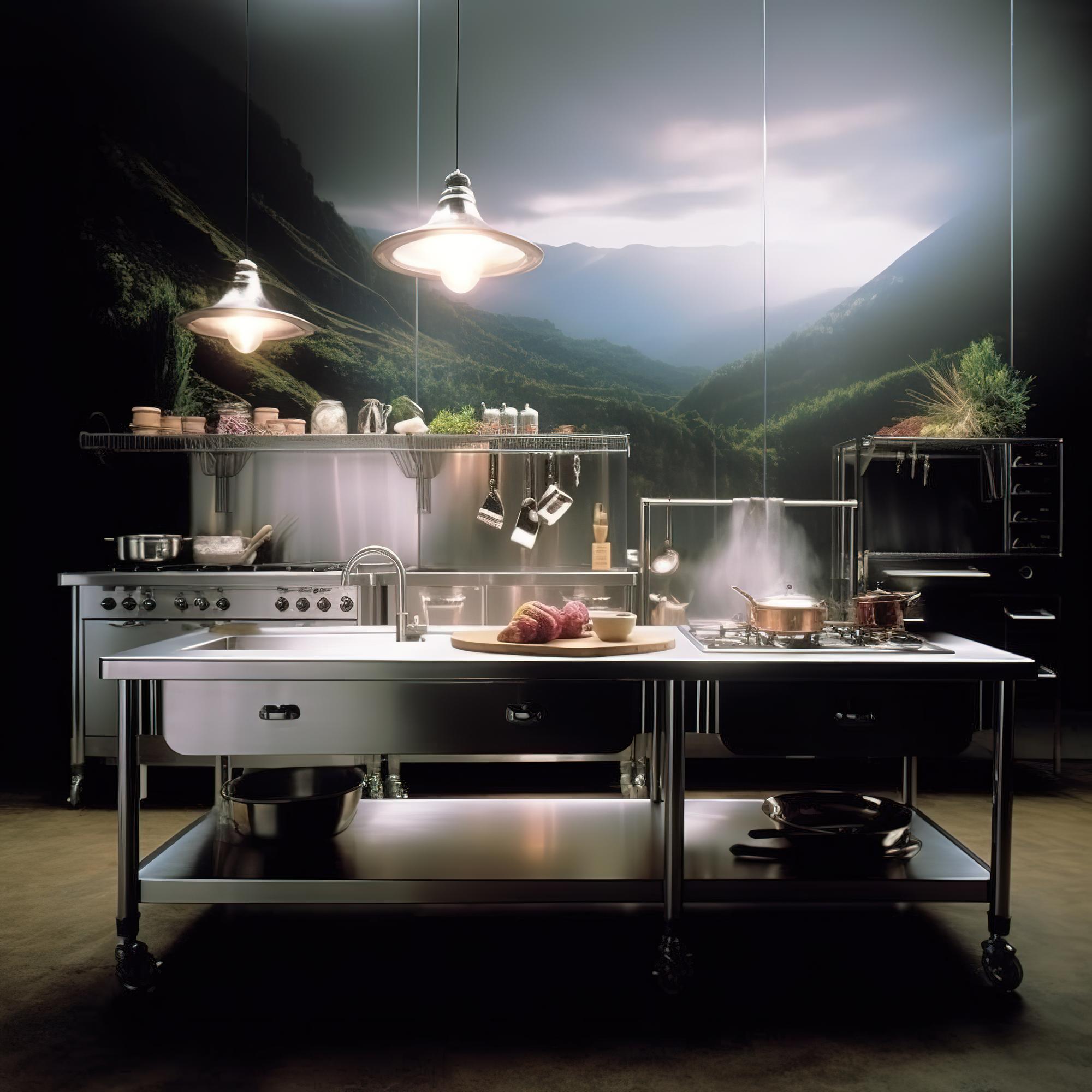 Laboratorio cucina con attrezzature professionali